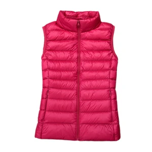 Women's Casual Quilted Waistcoat Windproof Zipper Closure Puffer Vest Plus Size Stand Collar Fabric for Spring Slim Outer