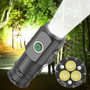600 Lumen IP54 Waterproof Aluminum Alloy Tactical Flashlight Zoomable Lens 4 Modes Type-C USB Charging Sealed One-Piece Body for