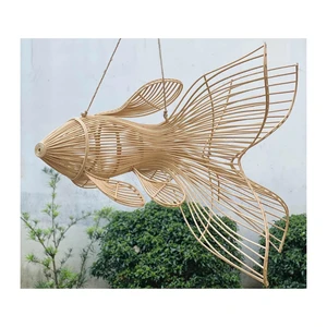 Versatile Fish Shape Bamboo Lamp for Home Decor Pretty Handicrafts Vintage Style for Decoration