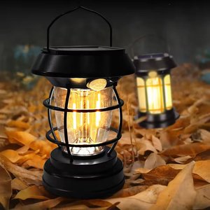 Solar Camping Light Outdoor Multi-functional Tungsten Filament Rechargeable Tent Light Household Emergency Light Manual Control