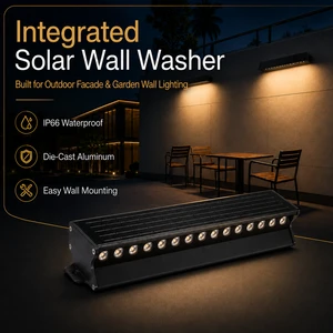 Solar LED Wall Washer Light Outdoor IP65 Aluminum Linear Landscape Lighting for Garden Wall Facade Billboard Project