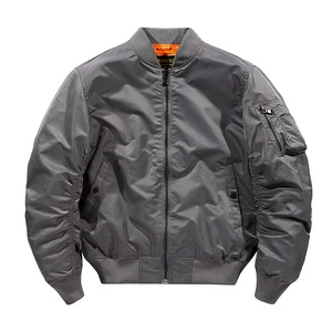 OEM Customized Men's MA1 Flight Custom Bomber Jacket Autumn Casual Winter Windbreaker Zipper Closure Canvas Denim Windproof