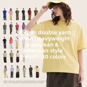 Summer AG602 New 245g Knitted Double Yarn Pure Cotton Vintage American Style Short Sleeve O-Neck Trendy Brand Loose Fit T-shirt