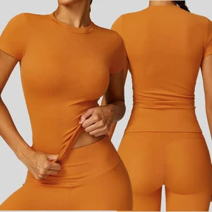 Women's Casual Spring T-Shirt Quick-Drying Yoga Top with Short Sleeves for Running Sports Top Blouse Mangas Cortas De Mujer