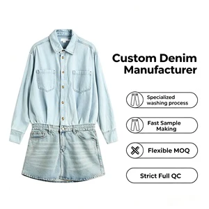 Women Pale Light Wash Long Sleeve Denim Jacket with Mini Skirt Matching Set Lapel Double Pockets Two Piece Denim Outfit