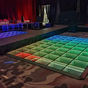 3D LED Magnetic Elegant Glass Dance Floor Wedding Plexiglass Pool Cover Mirror RGB LED Spotlights DMX512 Control Warm White DJ