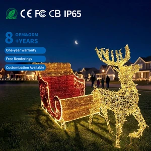 Customized 24V LED Multi-color High CRI 95 Outdoor Santa Claus Carriage Motif Lights 3D Giant Christmas Decoration Landscape