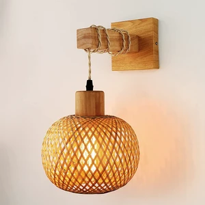 Hot Selling Bamboo Woven Light Ball Shape Indoor Wall Lamp
