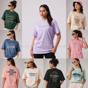 Custom Printed Plus Size Women's T-Shirts 100% Cotton Crew Neck Drop Sleeve Casual Summer OEM Service Logo Front T Shirts Women