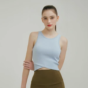 OEM/ODM Women S Quick Dry Yoga Tank Tops With Built in Bra Sleeveless Backless Sports
