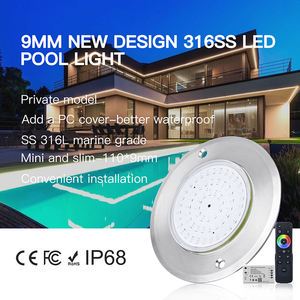 Tuya WiFi Smartphone App Controlled Slim Flat 8mm 6W IP68 Piscina Led Swimming Pool Lamp Wall Mounted Underwater Pool Light
