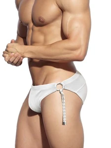 New Fashion Style Men's Summer Beach Swimming Trunks Briefs Creative Design Side-cord Sexy Sports Swimming Training Shorts
