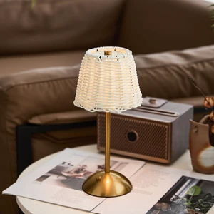 Bedroom Bedside Desk Lights Retro Zen Tea Room USB Plug Bamboo Woven Pastoral Atmosphere Japanese Wabi-sabi Table Lamp