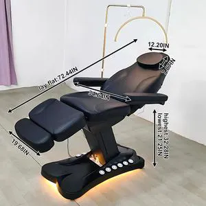 Black Electric 3/4 Motor Aesthetic Reclining Medical Examination Tattoo Chair Spa Massage Table Cosmetic Facial Beauty Bed