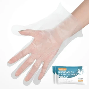 G28 Disposable Food Safety Folded Single Use PE Plastic Hand Transparent HDPE Gloves