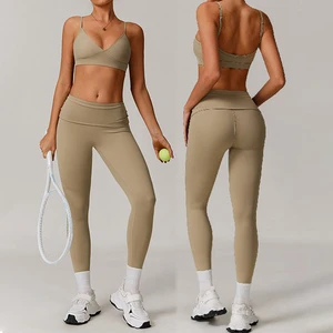Wholesale Eco-Friendly Breathable Yoga Set 2pcs High Waist Running Sports Gym Fitness Set Ropa De Mujer