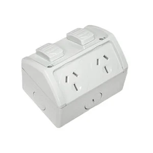 SAA 15A 250V Australia Weatherproof IP53 Surface Mounted Double Wall Powerpoint Socket