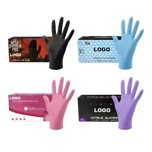 Oem Logo Custom Beauty Salon Hair Nail Art Barbershop Food Service Car Manicure Powder Free Safety Tattoo Nitrile Gloves Glove