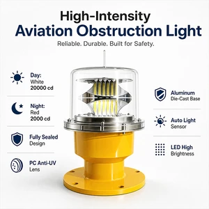 High Intensity Aviation Obstruction Light With Wireless Sync Function, LED Aircraft Warning Light For Large Projects