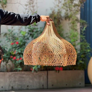 Wholesale Mid Century Bamboo Rattan Wicker Pendant Light with Basket Lamp and Lightshade