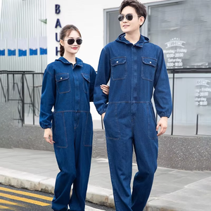 Men's Women's Breathable Denim Cotton Work Coverall Thick Wear-Resistant Dirt-Resistant Overalls for Labor Protection Welders