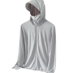 Lightweight Comfortable Breathable Ice Silk Sun Protection Hooded Jacket Brim Simple Versatile Outdoor Fishing Sports UV Safety