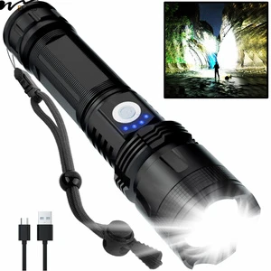 Rechargeable LED Flashlight for Emergencies High Lumen Super Bright 5 Modes Waterproof Smart Bulb for Fishing and Other Uses