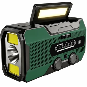 FM AM NOAA Weather Radio Hand Crank Dynamo LED Flashlight Rechargeable Battery 10000mAh Emergency Use Plastic Material