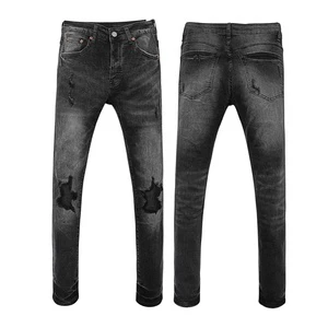 High Quality Brand Jean Ripped Rock Revival Jeans Double Knee Denim Pants Men Plus Size Black Straight Knitted Mid Support