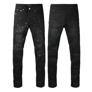 High Quality Trendy Stacked England Hip Hop Denim Pants Fashionable Mens Trousers Men's Blue Heavy Craft Slim Stretch Jeans