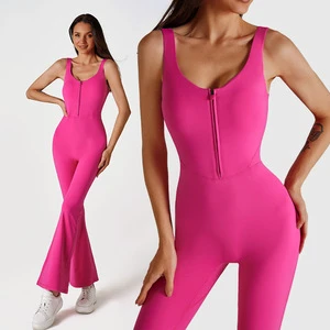 Sports Yoga Above Knee Jumpsuit Micro-fitness One-piece Slimming Nylon Spandex Sleeveless 2546