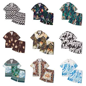 New High-end Summer Leisure Suit For Men Two Sets Of Breathable Short-sleeved Shirt And Shorts Casual Print Style