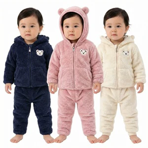 Children's Printed Velvet Coral Flannel Suits for Boys and Girls Small Medium-Size for Spring Autumn and Winter Home Use
