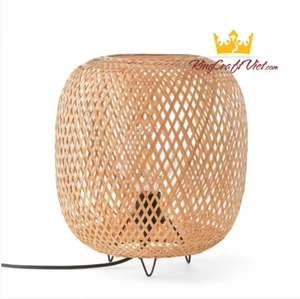 High Quality Handwoven Minimalist Bamboo Table Lamp Battery Operated for Living Room Bedroom From Vietnam