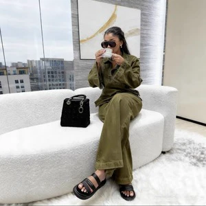 Women's Casual Denim Polyester Long Sleeve Two-Piece Autumn Suit Set