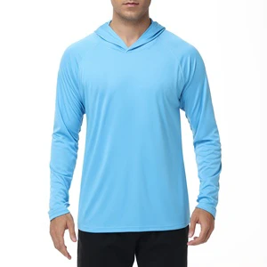 Men's UPF 50+ Sun Protection Lightweight Hoodie Performance Long Sleeve Rash Guard UV Shirt For Fishing Running Hiking Swim