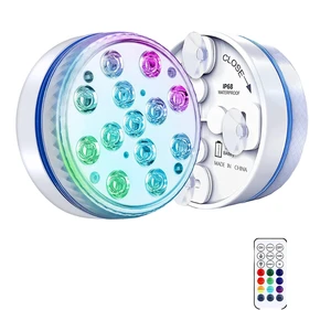 IP68 Submersible LED Lights with RF Remote RGB Multi Color Underwater Pool Light Suction Cups for Hot Tub Pond Vase