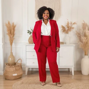 Custom OEM Womens Plus Size Work Suit Business Formal Attire with Blazer and Trousers