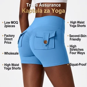 Kaptula Za Yoga High Waist Cargo Functional Pocket Yoga Shorts Women Scrunch Butt Tights Quick-Dry Stretch Fitness Biker Shorts