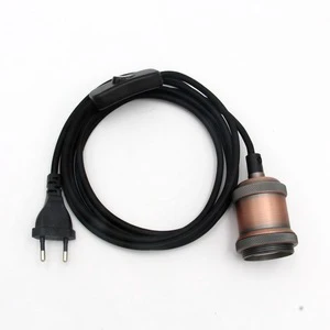 Retro Screw E27 Lamp Holder Socket European Standard Plug Switch Cord Aluminum LED Bulb Antique-Look Lamp Shade Base 220V 2m