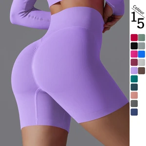 Women's Quick Dry Seamless High Waist Fitness Yoga Shorts Compression Slimming Print Pattern Pants with Elastic Waist Closure