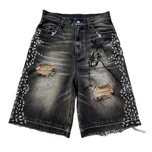 Summer Shorts Jean Pants Denim Men Rhinestone Shorts New Hot Fashion 2025 OEM Custom Color Wholesale High Quality Men's Wear