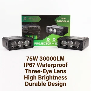 High Quality Car Grille Lights 75W 30000LM Three Eye Lens Bi Led Projector Lens Grille Light LED Grill Lights