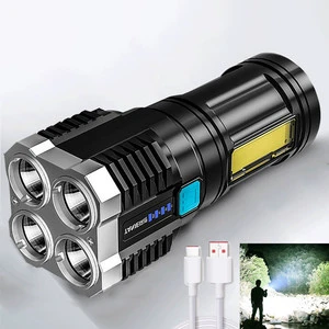 Super Bright 4led Rechargeable Flashlight Cob Side Light Multifunctional Strong Light Flashlight Outdoor LED Portable Flashlight