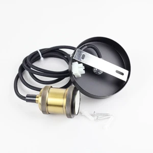 Retro Chandelier Bulb Socket E26 Copper Plated Edison E27 Aluminum Shell Copper Lamp Holder With Colorful Braided Wire