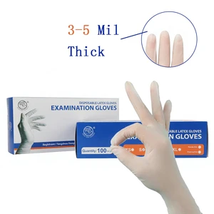High Elastic Powder Free Latex Gloves Disposable Medical Rubber Gloves CE Certified Waterproof 3mil S/M/L for Lab Clinic Safety