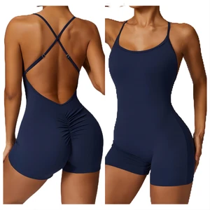Quick Dry Naked Feeling Sports Jumpsuit Casual Running and Fitness Suit Tight and Beautiful Back Yoga Suit