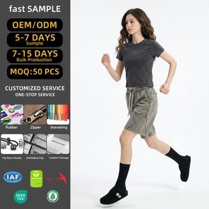 OEM ODM Private Label Manufacturer 240GSM Peruvian Long Staple Cotton Snow Wash Distressed Women's T-Shirt