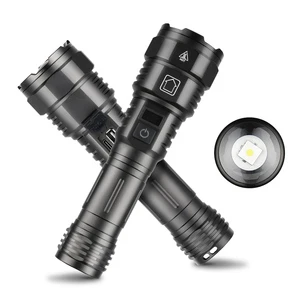 Type-C USB Rechargeable Zoom Flashlight High Lumens Power Display Aluminum Alloy White Laser Waterproof