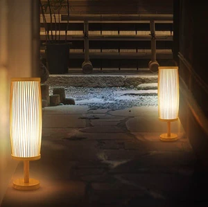 Japanese Atmosphere Nature Style Table Lamp Rechargeable Bamboo Woven Bedroom Decor Lamp Teahouse Bamboo Woven Floor Lamp
